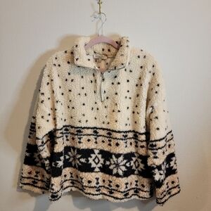 Love tree faux fur sherpa zip up pullover size Extra Large